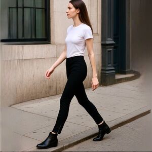 RAG & BONE/Jean Back Ankle Zip Elastic Pull On Black Skinny Pants ~Small🧡